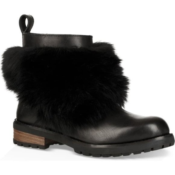 NEW UGG® Otelia Fluff Fur Bootie Black - Picture 1 of 6